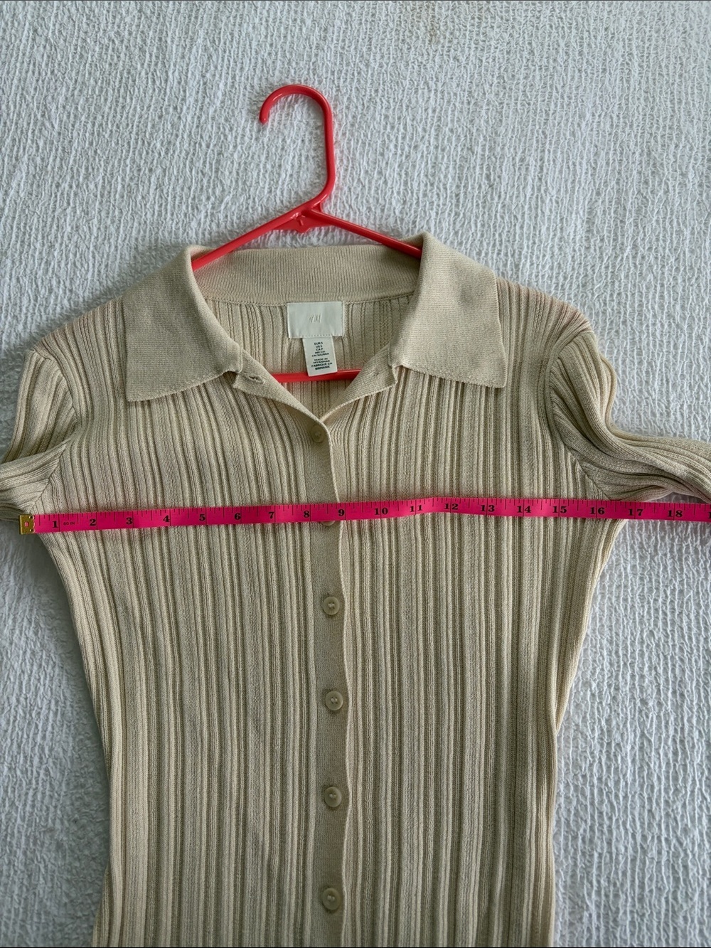 H&M Neutral Ribbed Long Sleeve Top Small - Picture 7 of 8